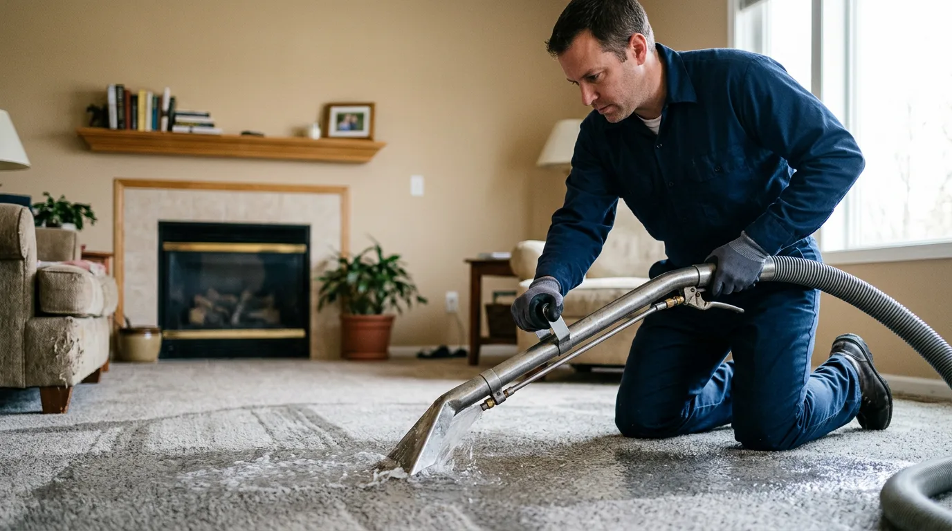 Water damage restoration technician working near Almond, WI